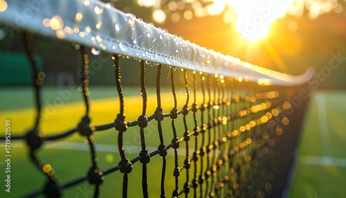 Tennis Net with Morning Dew