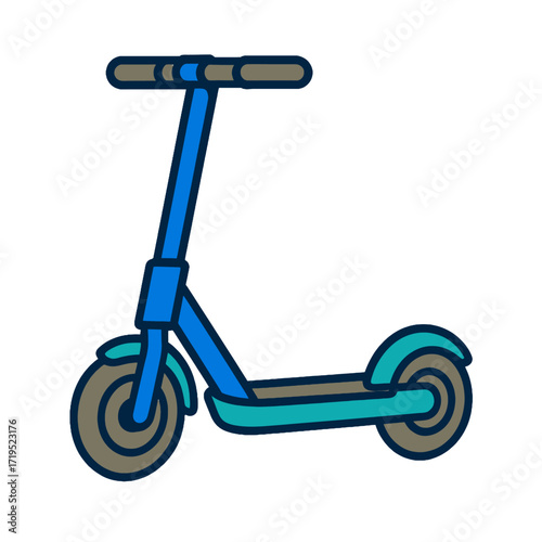 Blue Electric Scooter Illustration on White Background.