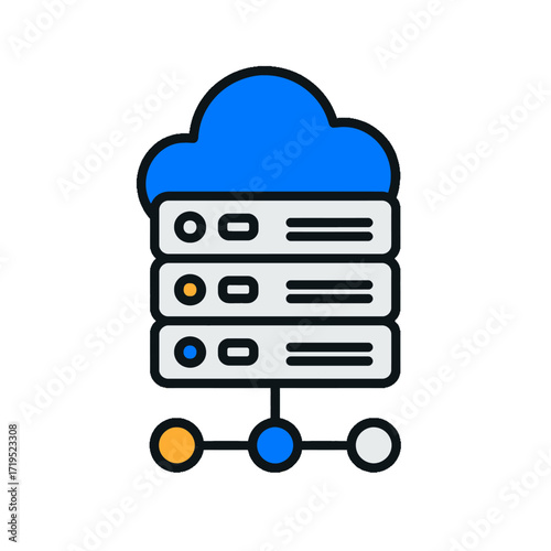 Cloud Server Network Data Storage and Connectivity Illustration.