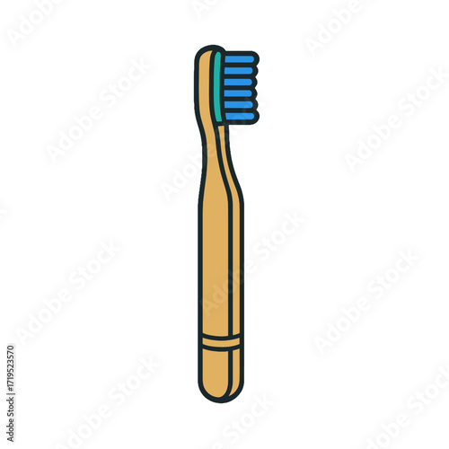 Eco friendly toothbrush with blue bristles for oral hygiene.