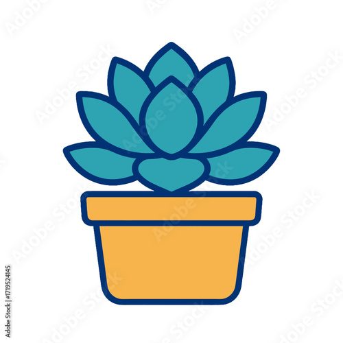 Succulent plant in a pot with blue leaves and yellow pot.