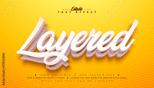 Layered Editable Text Effect Design Graphic Style with White 3D Multiply Typography Lettering and Shadow on Yellow Background. Scalable Vector Premium Illustration Template for Greeting Card, Flyer