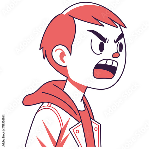 Expressive angry face emoji with bold outlines and vibrant colors for digital design projects