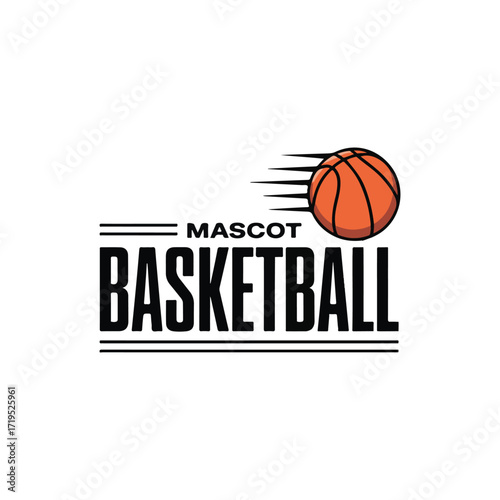 Vector art of mascot basketball logo with a basketball and motion lines