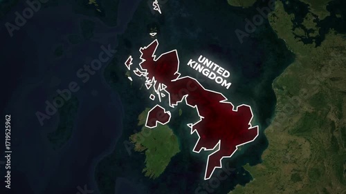 Satellite view of the United Kingdom at night