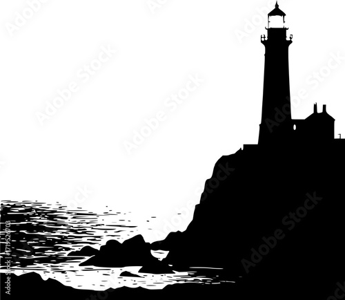 Lighthouse silhouette vector image coastal navigation beacon illustration