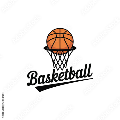 Vector art of basketball logo with text