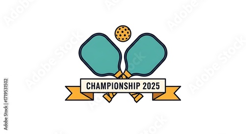 Pickleball Championship 2025 Logo with Paddles and Ball