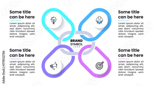 Infographic template. Link chain with 4 steps