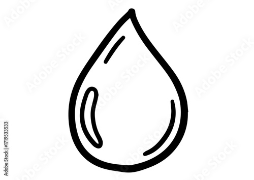 Water drop illustration in simple outline style  