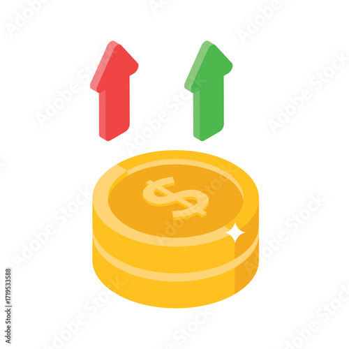 Handy isometric icon of team salary increase