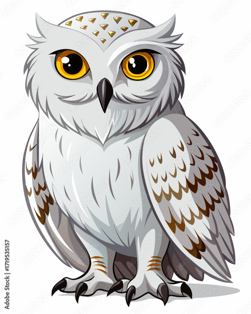Fototapeta premium White Owl real ,full body ,white background