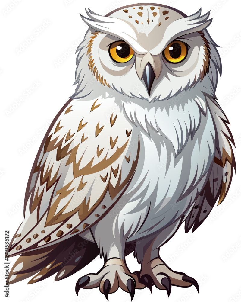 Fototapeta premium White Owl real ,full body ,white background