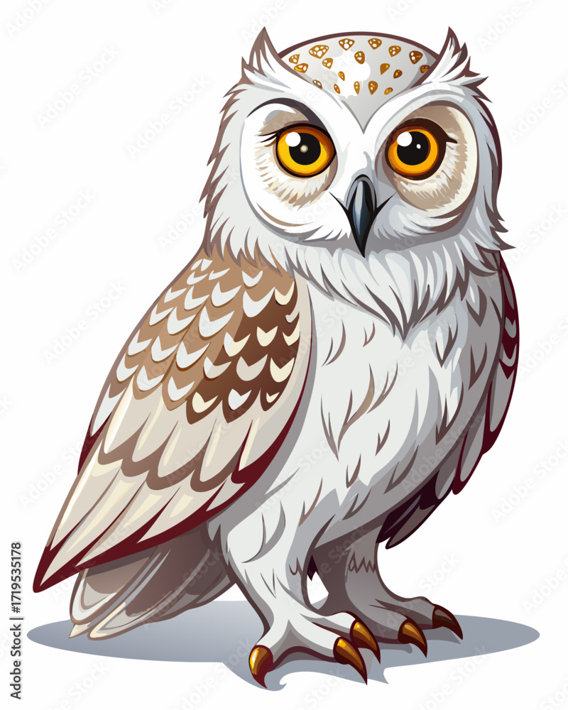Fototapeta premium White Owl real ,full body ,white background