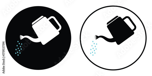 Watering can icon set. Watering can simple silhouette vector symbol website graphic design. Black and white drawing of a watering can. Vector illustration.