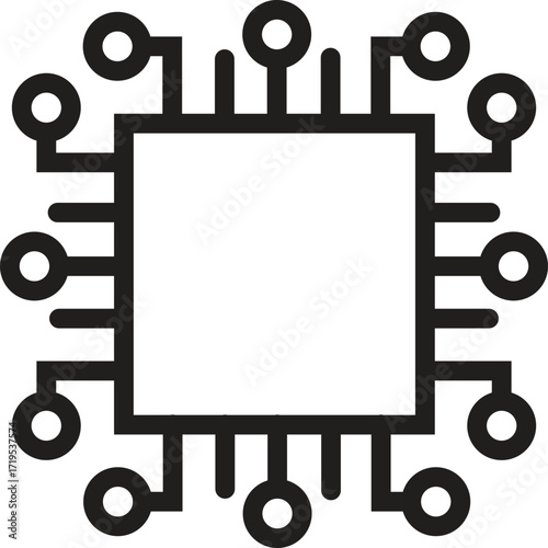 Abstract microchip icon for technology and digital innovation concepts