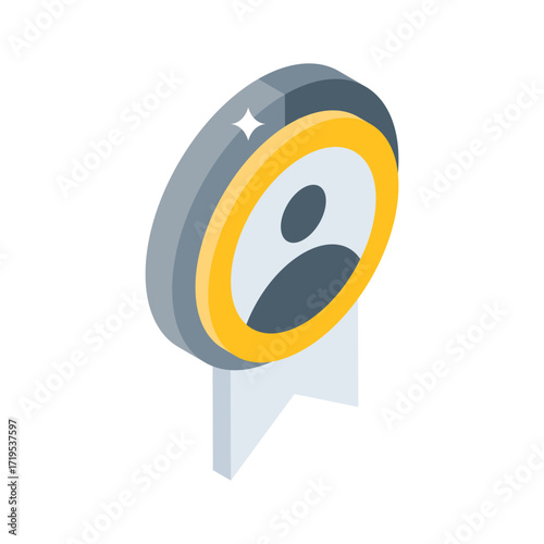 Ready to use isometric icon showing employee badge