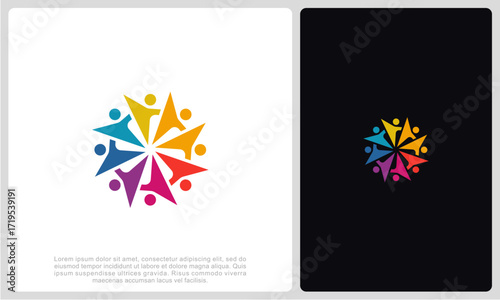Abstract people colorful logo icon design minimal style illustration. community logo icon vector isolated.	
