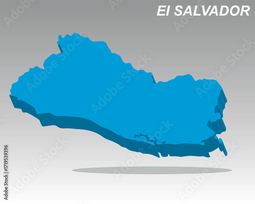A clean, trending 3D isometric vector map of El Salvador. This popular graphic of the El Salvador country outline is ideal for presentations, news, and travel themed designs about El Salvador