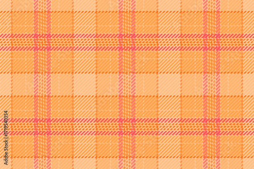 Customized check background pattern, lucky orange fabric plaid textile. Vogue seamless tartan texture vector in orange and lucky orange colors.