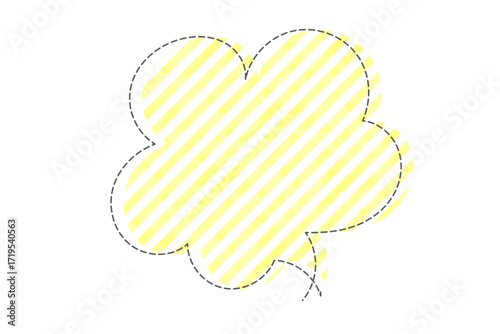 Cute pastel yellow speech bubble with dashed border illustration