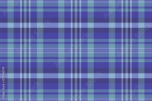 Coat tartan pattern textile, greeting card plaid vector fabric. Grand texture background check seamless in indigo and cyan colors.