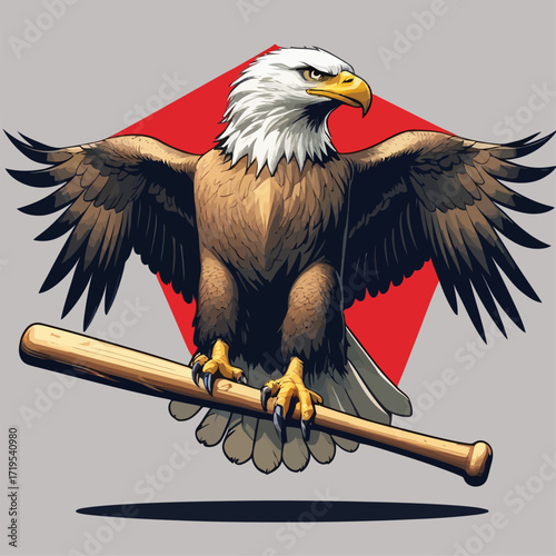 vector eagle carrying a baseball bat