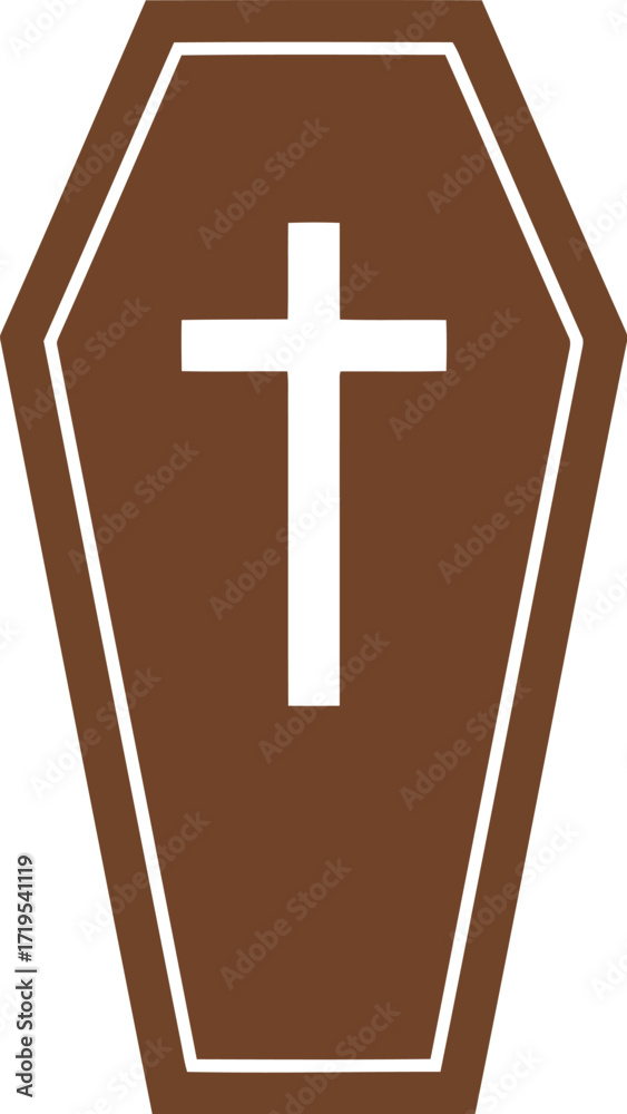 Obraz premium Simple coffin cross religious funeral burial death symbol isolated icon graphic vector