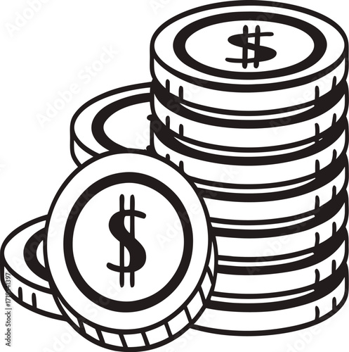 Vector illustration of a dollar sign icon representing money and finance