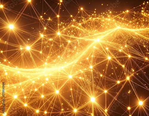 Golden Network Connection Abstract Background