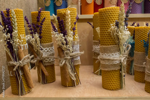 Christmas wax candles with lavender