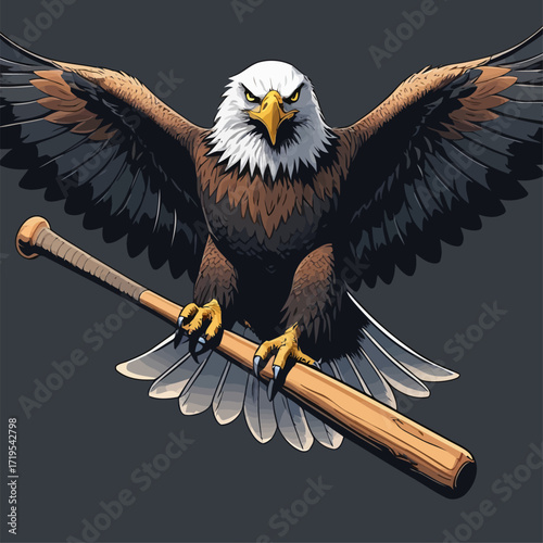 vector eagle carrying a baseball bat