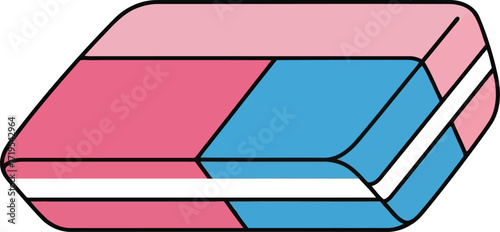 Colorful dual color rubber eraser for correcting mistakes and making clean edits on paper stationery vector
