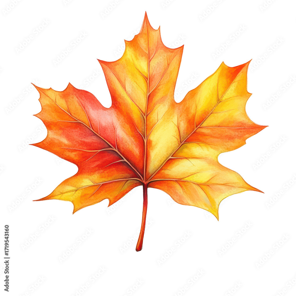 Obraz premium Vibrant Watercolor Painting of a Maple Leaf