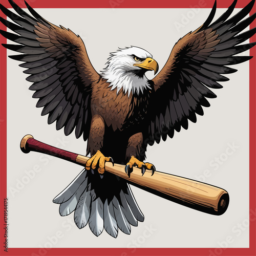 vector eagle carrying a baseball bat