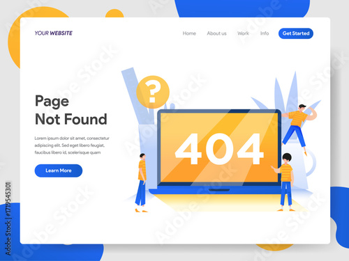 404 Error Page with Laptop Illustration Design