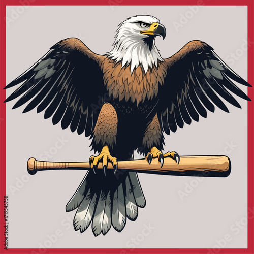 vector eagle carrying a baseball bat
