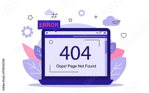 404 Error Page Design Oops! Page Not Found Illustration