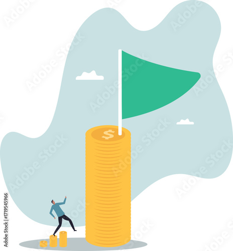 Financial goal, wealth management and investment plan to achieve target, income or salary growth.business concept.about a man and his life.