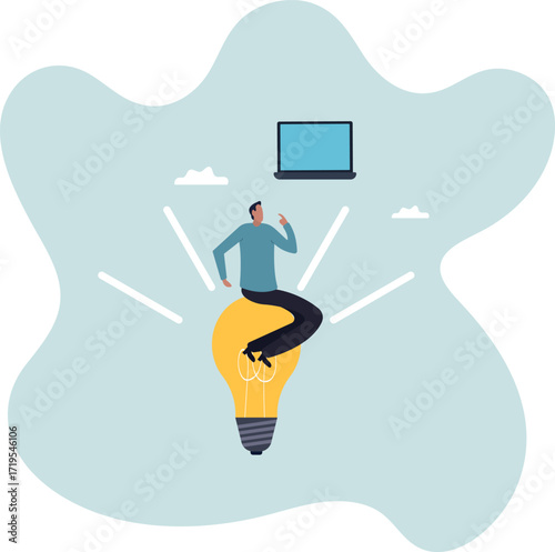 Entrepreneur solution, creative idea to solve work problem, success discover new innovation .about a man and his life.