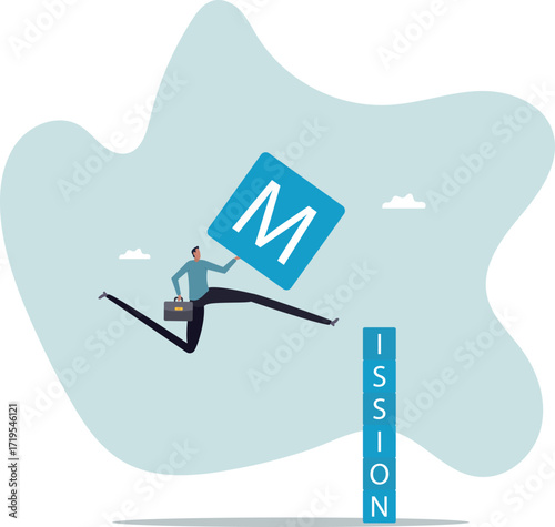 Business mission, leadership skill to achieve target and overcome work obstacle or motivation to do impossible thing.about a man and his life.