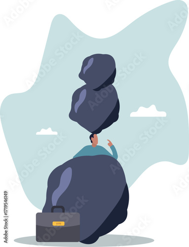 Burden, obligation to pay off, heavy stress problem or difficulty, work pressure thinking to make decision,about a man and his life.