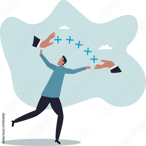 Forward positivity, growth mindset or success attitude, positive feedback, happiness or encourage people,.about a man and his life.