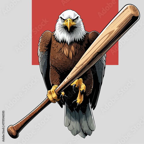 vector eagle carrying a baseball bat