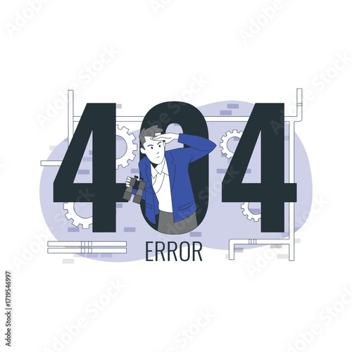 Flat vector of a man seeking a lost web page link