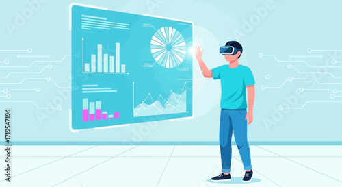 Virtual reality data visualization and immersive analytics experience for modern business