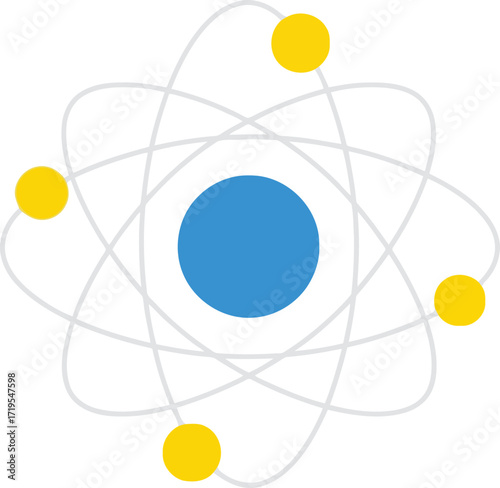 Stylized atom model with orbital electrons and nucleus geometric abstract science icon vector