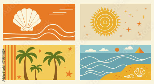 set of summer holiday banners
