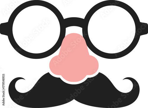 Funny disguise mask with big glasses and mustache for pranks and costume parties vector