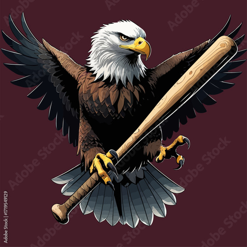 vector eagle carrying a baseball bat